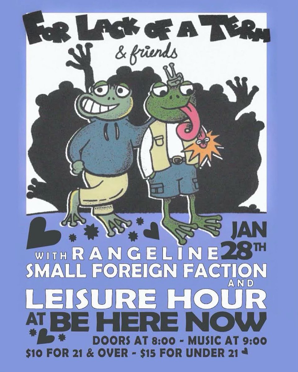 Leisure_Hour_'s tweet photo. Next show is in Muncie on 1/28. We are so excited to be back @BeHereNowMusic with our friends in @RangelineBand , Small Foreign Faction, & @forlackofaterm ❤️ #timetoslay
📸: Bobby Magda https://t.co/ZQ1DWhD77g