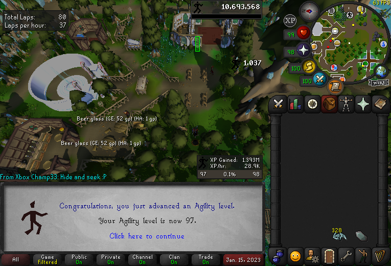 WarpRs's tweet photo. Managed the 97 by Sunday Goal. Hopefully 99 next weekend.
#Runescape #OSRS #Agility #MaxGrind https://t.co/dioL8kqvZi