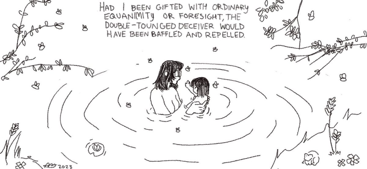 kattiaan's tweet photo. drew this piece about the motherly connection i feel with my younger self (quote from Charles Brockden Brown’s “Wieland”) 🪷 #artist #opencommissions https://t.co/wZMqmobN3n