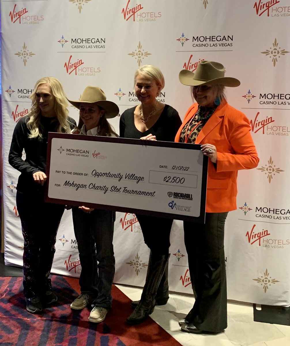 OppVillageLV's tweet photo. Thank YOU, @MoheganLV, @VirginHotelsLV, and Rock and Roll Denim for the Rope, Ride and Spin Mohegan Charity Slot Tournament that benefited Opportunity Village. We are incredibly grateful for your support!☺️💙 #OVCommunityPartner https://t.co/BLRnw27SAo