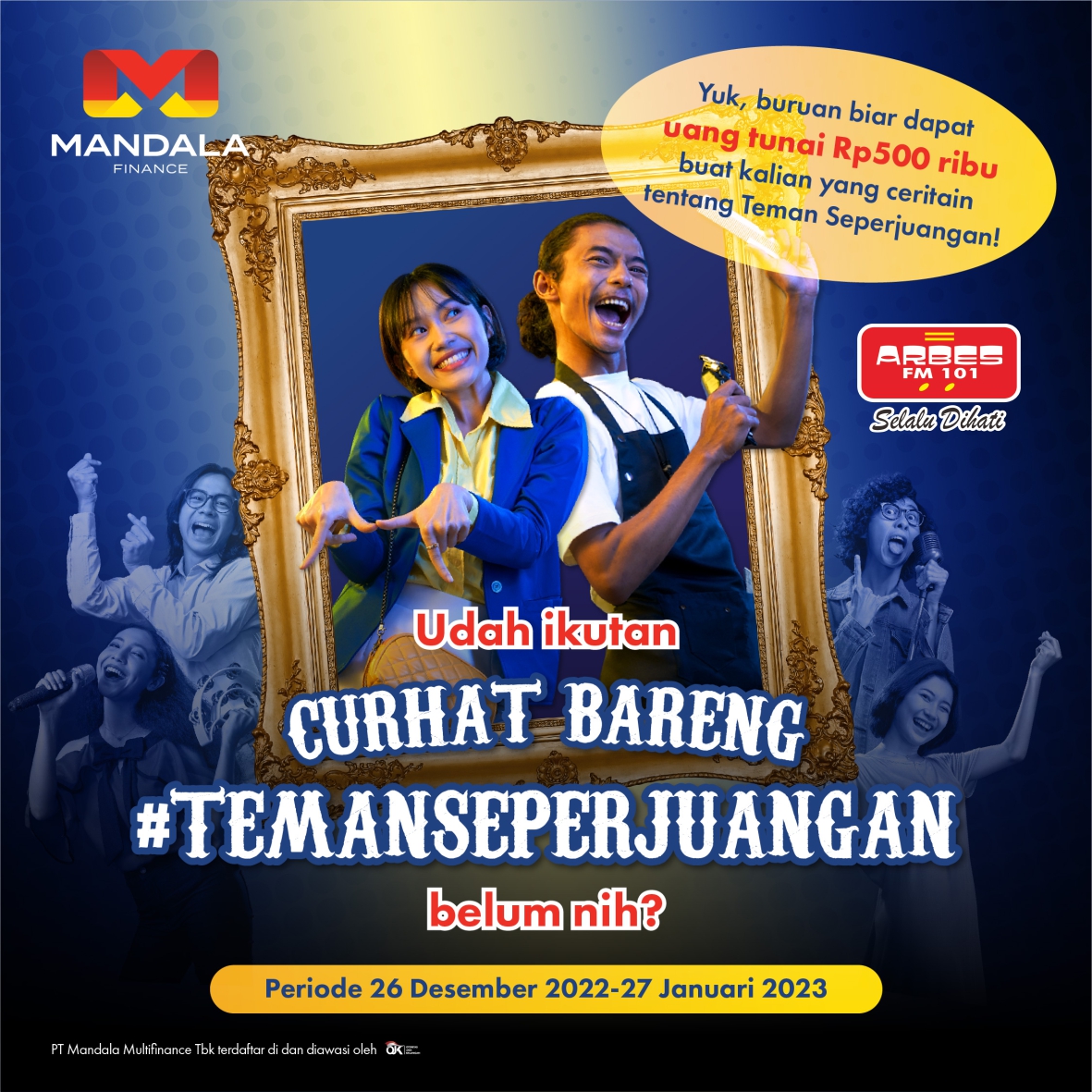 Mau hadiah uang tunai 500 ribu ?

• Follow <a href="/mandala_fin/">Mandala</a> di Instagram &amp; Twitter dan MandalaMultifinanceID di Facebook.
• Kirim cerita kamu lewat WhatsApp ke 08116688101 dengan format : Mandala, Nama, Usia, Alamat, Cerita.
• Periode pengiriman cerita : 26 Des 2022 - 27 Jan 2023