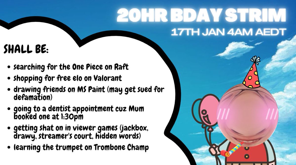 Turning 20 on the 18th, thought I'd do a little bday stream leading up to it🥳