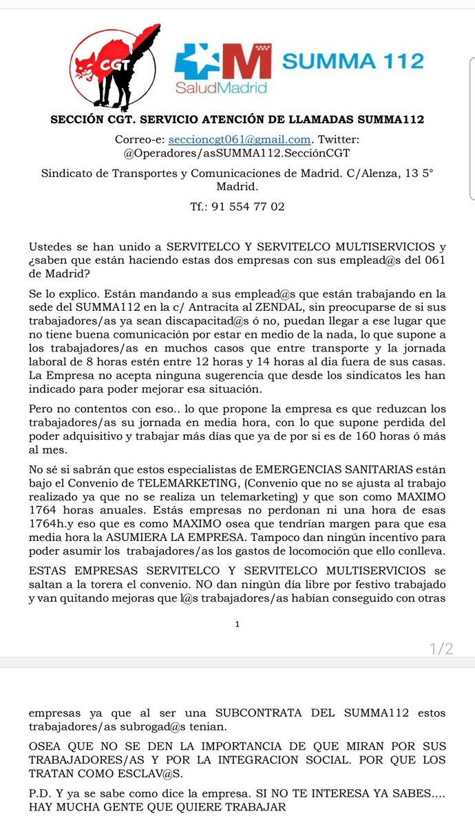 Que pasa en Madrid con el 061 ?