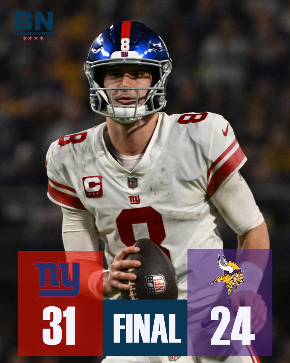 BN_Touchdown's tweet photo. Daniel Jones and the Giants upset the Vikings in Minneapolis!
#BlueTogether #Skol https://t.co/vsJxuK3zZL