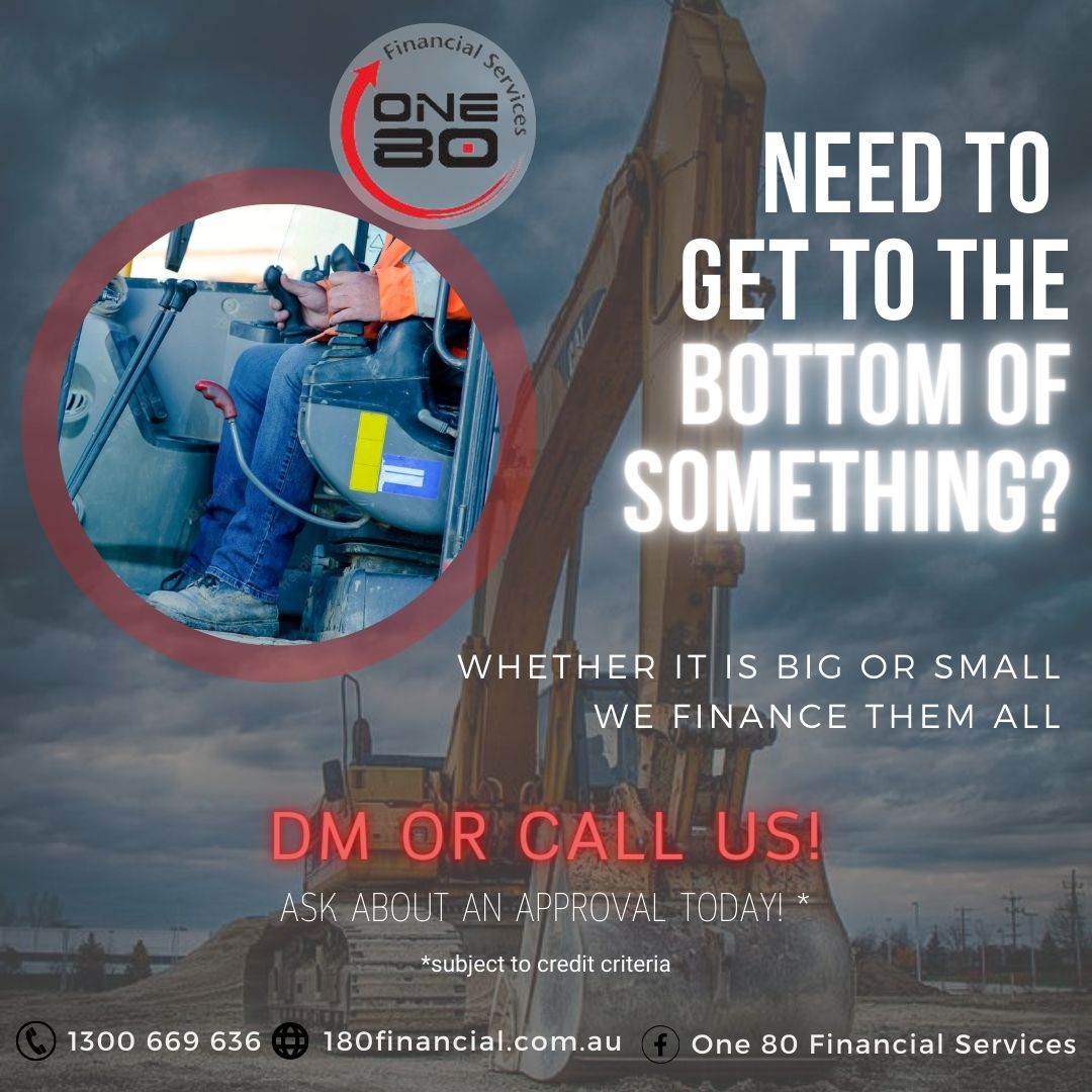 one80financial's tweet photo. GET THAT HEAVY EQUIPMENT WITH THE LIGHTEST PAYMENT OPTION THROUGH US.
CALL OR DM US TODAY AND WE'LL GLADLY DO ALL THE WORK FOR YOU! 🚧

#youchoosewesettle #one80finance #teamone80finance #180finance #excavators #carfinancevictoria #carloanmelbourne #eqipmentfinancevic https://t.co/xTDOXzLSUV