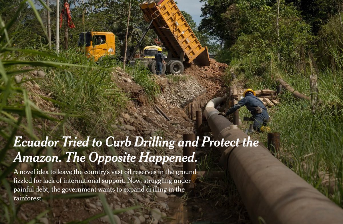 SDonziger's tweet photo. Unconscionable that in a major front-page story today on oil in Ecuador's Amazon, the @nytimes totally ignored @Chevron's years of mass dumping of toxic waste onto Indigenous ancestral lands.

NYT: why not report on the ad revenue you take from Chevron?
https://t.co/gtzWSeAOvU https://t.co/mNqFeeTupm