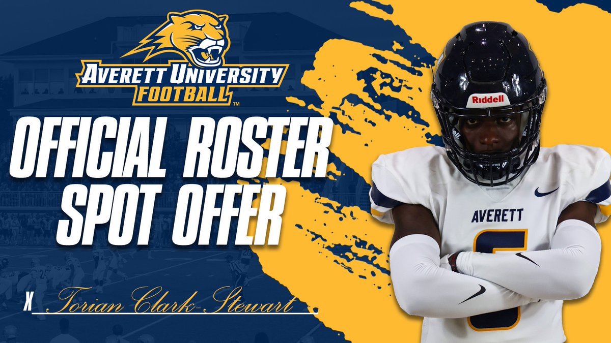 I am blessed to receive my first official roster spot from Averett University 
<a href="/AverettFootball/">Averett Football</a> 
<a href="/coachphenry/">Coach-Patrick Henry</a>