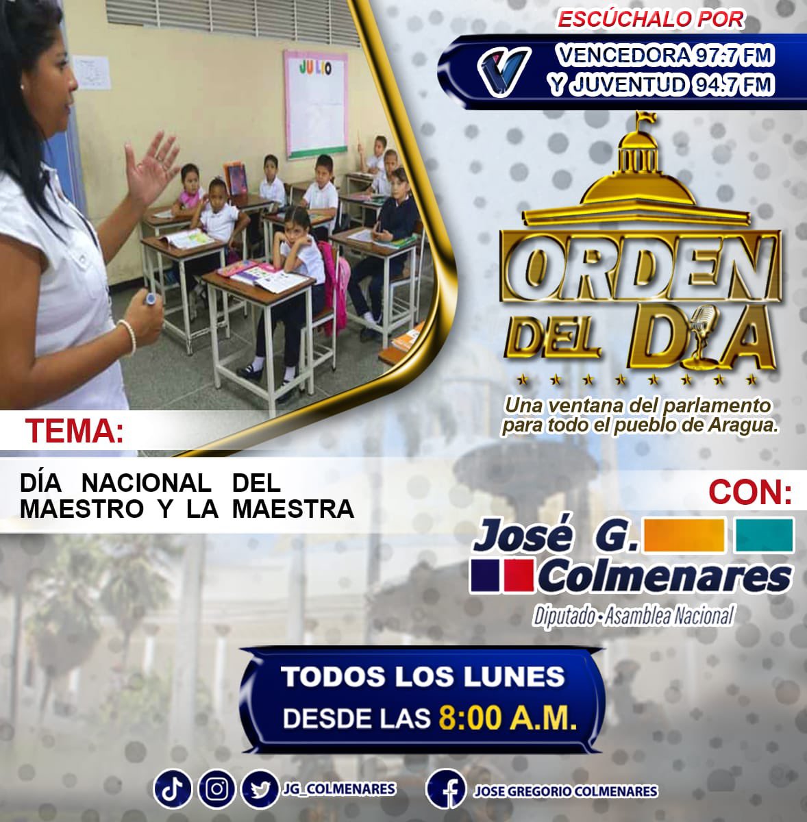 Mañana lunes 16E estamos de vuelta por nuestros programa, su programa #OrdenDelDía. 

Estaremos disertando junto a trabajadores y trabajadoras de la Educación la realidad del sistema educativo y los desafíos en esta Nueva Época. La cita es a través de Vencedora 97.7fm