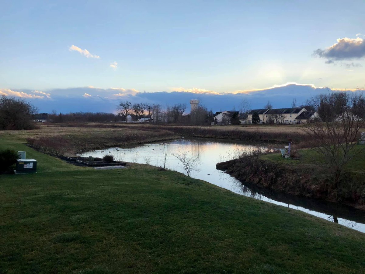 These low clouds actually look like snowy mountain peaks!  Photo by me!  #outmybackdoorbydenise #mountains #snowy #clouds #pondlife #naturelovers #naturelover #NaturePhotography #Ohio #Midwest #blueskies #aesthetic #mood #countrylife #RuralMatters