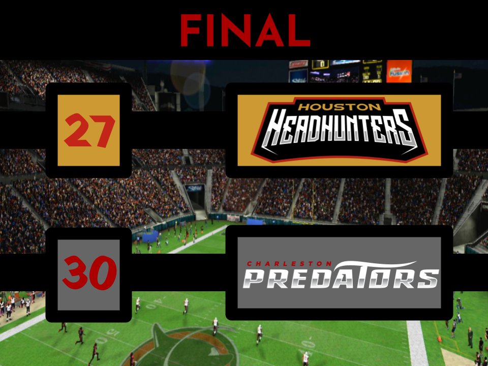 And that's all in the 843 folks! Your Charleston Predators come out with a statement win defeating the <a href="/SFL_Headhunters/">Houston Headhunters of the SFL</a> 30-27! Great Game to Houston and good luck on the rest of your season!

#ApexPredator