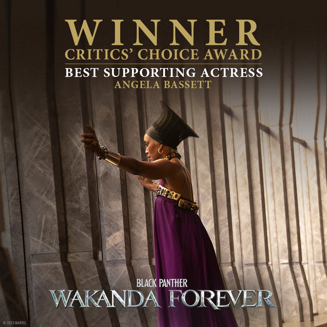 Congratulations to Angela Bassett for winning the Critics’ Choice Award for Best Supporting Actress for Marvel Studios’ Black Panther: Wakanda Forever! #CriticsChoiceAwards