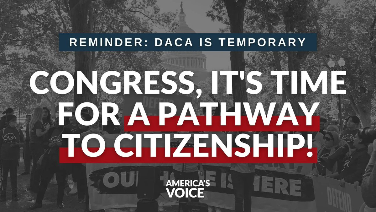 AmericasVoice's tweet image. DACA transforms lives, but continuous attempts to end the program keep putting those lives in limbo.

Only legislation can provide a permanent solution for DACA recipients and their families. It is time for Congress to act!