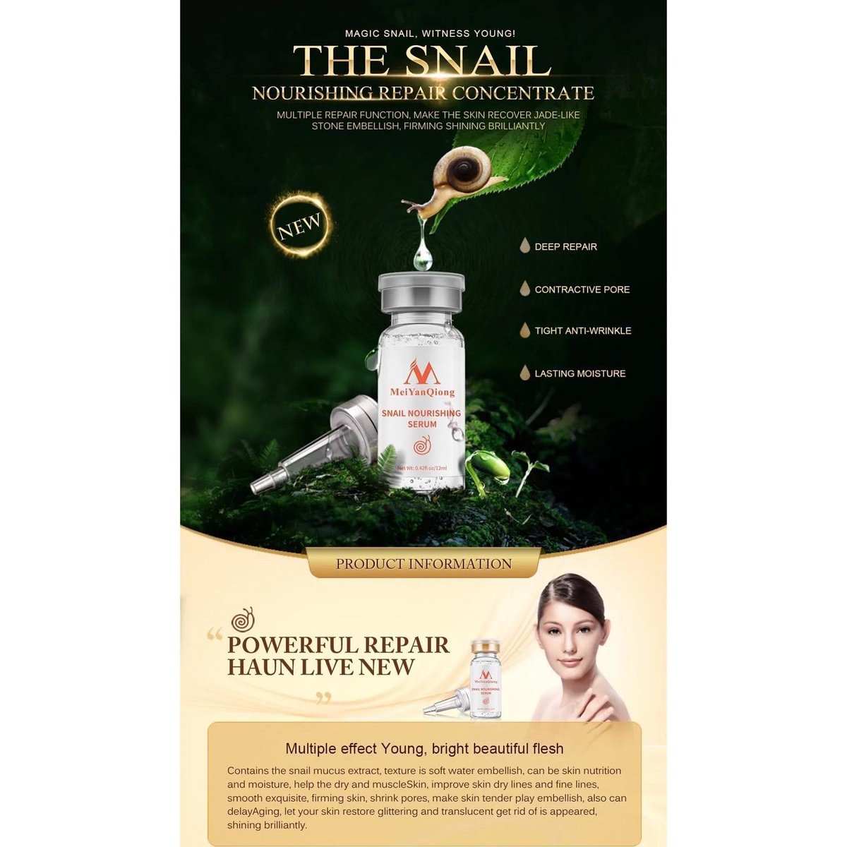 NovusCharm's tweet photo. Guys and gals! We are welcoming our newest product: snail serum 🪄 The proteins, peptides, hyaluronic acid, along other ingredients in snail mucus are seen to stimulate collagen production. Also fights signs of aging by reducing fine lines from UV damage #shinyskin #yargı #acne https://t.co/x0roahISwN