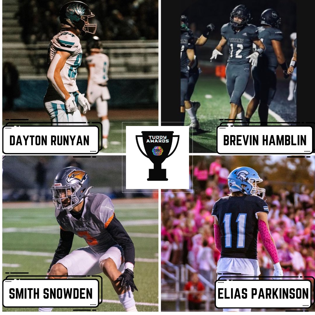 Jeff Tuckett (@jeff_tuckett) on Twitter photo 6A DB of the Year Finalists 🏆
<a href="/DaytonRunyan/">Dayton Runyan</a> <a href="/Brevin_Hamblin/">Brevin Hamblin</a> <a href="/SnowdenSmith/">Smith Snowden</a> <a href="/EliasParkinson/">Elias Parkinson</a> 6A DB of the Year Finalists 🏆
<a href="/DaytonRunyan/">Dayton Runyan</a> <a href="/Brevin_Hamblin/">Brevin Hamblin</a> <a href="/SnowdenSmith/">Smith Snowden</a> <a href="/EliasParkinson/">Elias Parkinson</a>