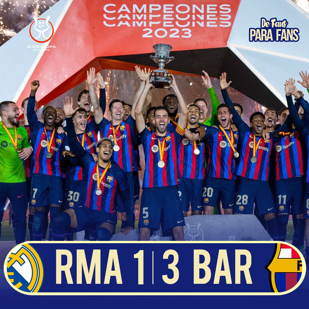 DeFansparaFans2's tweet photo. 🏁#SuperSupercopa el #Barcelona se queda con la Supercopa tras vencer al #RealMadrid en la gran final 

#SupercopaDeEspaña https://t.co/8pE4CVfvA7