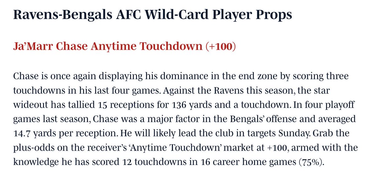 RespectedMoney's tweet photo. Make that 3⃣ in a row for RespectedMoney💰 in the #WildCardPlayoffs on #NFL PROPS @SI_Betting😤
💵Chase ATD +100💰
👇👇👇 #RuleTheJungle
https://t.co/GqLFxAE0uW
A 7-0 💯run on NFL Props 🔥at #SIBetting
#sportsbettingtwitter #sportsbettingpicks #GamblingTwiitter https://t.co/bafK1MXpUs