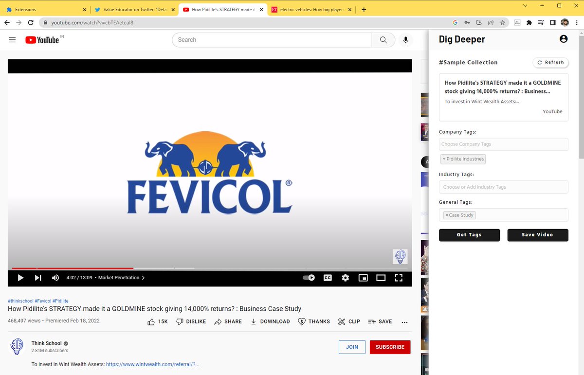 Shankar_19's tweet image. Hi friends👋

Dig Deeper Chrome Extension v1.0 is ready!

Now, you can save Tweets, Articles and Videos directly to your Collection on Dig Deeper🚀

You can also attach Company, Sector &amp;amp; General Tags to each item🏷️

Download the Extension files from here👇
drive.google.com/drive/folders/…