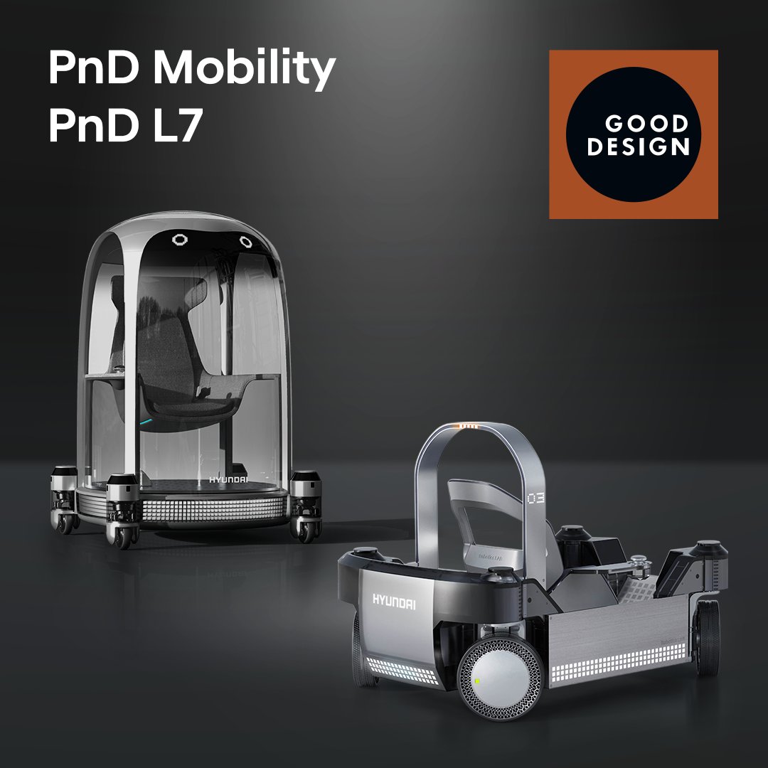 HMGnewsroom's tweet photo. #Hyundai wins 2022 #GoodDesignAwards.
#MobED, #PnDMobility and #L7 have earned awards in the robotics category while #SEVEN Concept and #TrailerDrone have each earned in the transportation category. https://t.co/2tfJ1dan7g