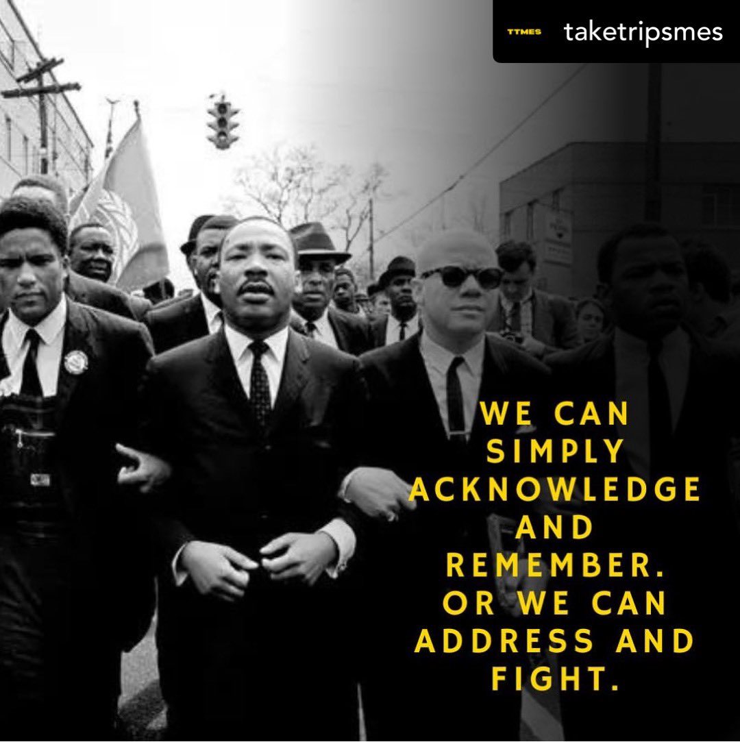 jessesplaceorg's tweet photo. WE CAN SIMPLY ACKNOWLEDGE AND REMEMBER…
OR WE CAN ADDRESS AND FIGHT. 👏🏽📣👏🏽 #MLK

RP via @TakeTripsMES https://t.co/NGnOEYs9re
