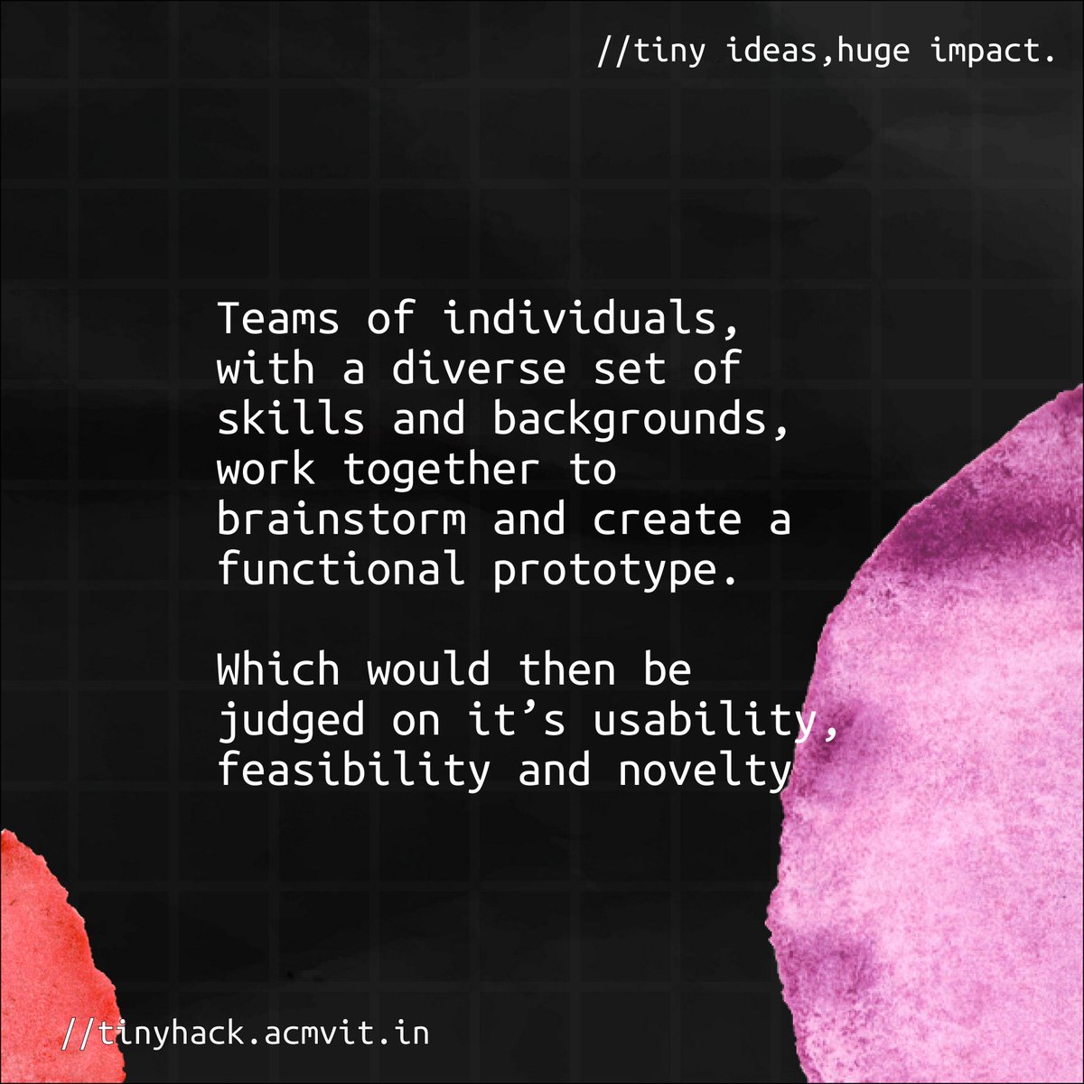 ACM_VIT's tweet image. Presenting a 10-hour - problem-solving sprint - The Tiny hack!
Are you looking for a fun and challenging way to spend this Wednesday? Join our Tiny Hackathon and put your coding skills to the test!
Full-day OD will be given to all VIT Vellore Students
#acmvit #tinyhack #hackathon