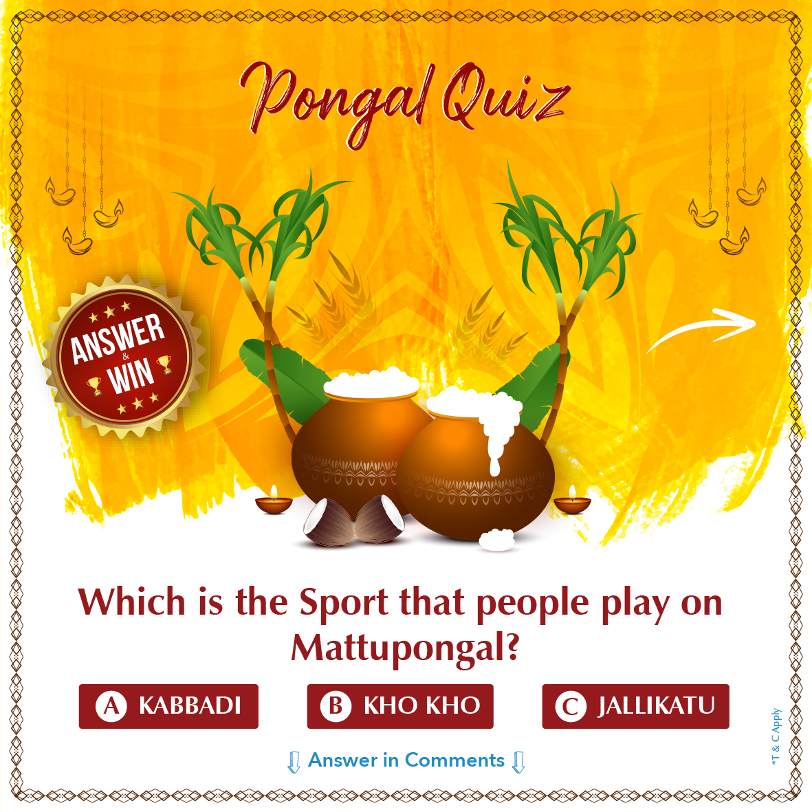 AMC_India_'s tweet photo. #ContestAlert 
✅Step 1:
answers in comments with hashtag #PongalwithAMC
✅Step 2:
Share the post in your story and tag us
✅Step 3:
Follow us on 
Facebook: @ AMCInd
link: https://t.co/kQLf017syu
Youtube : @ AMCIndia
link: https://t.co/M1AHyPRGe7
Ig: AMC_India https://t.co/bKtXNmRZ3o