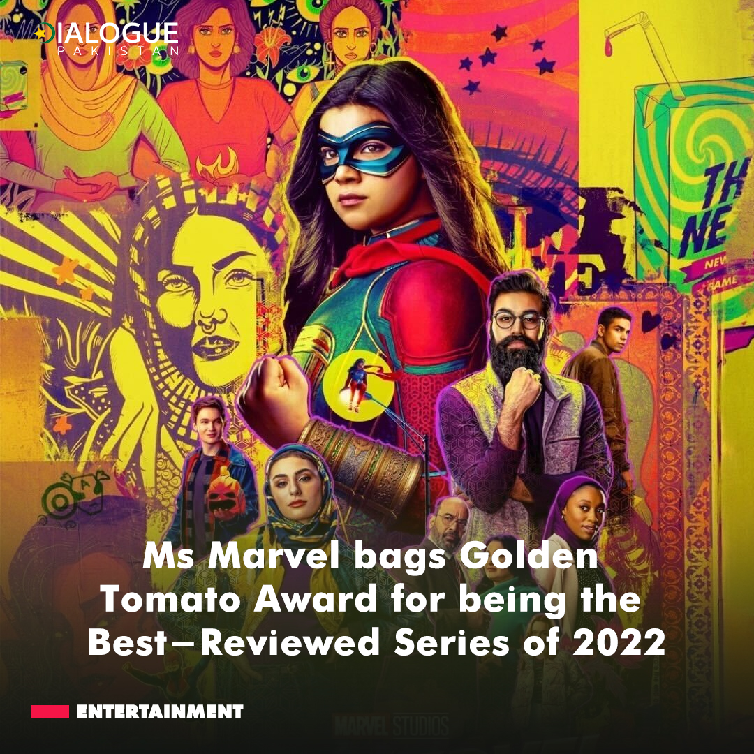 DialoguePak's tweet photo. The Iman Vellani starrer Disney+ series Ms Marvel won the Golden Tomato Award for being the best-reviewed superhero series of 2022.
#DialoguePakistan #MsMarvel #GoldenTomatoAward #BestReviewed #Series https://t.co/CJpIT42oMe