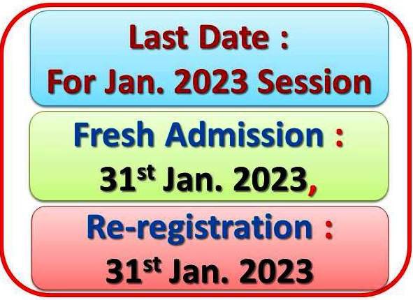 last date of Re-Registration for the January 2023 Session has been extended further till 31st january 2023

<a href="/OfficialIGNOU/">IGNOU</a> 
<a href="/IgnouVc/">VC, IGNOU</a> 
<a href="/drumeshcpandey/">UMESH CHANDRA PANDEY</a> 
<a href="/DrKDPrasad/">Dr. K.D Prasad</a> 
<a href="/DrNawnitKumar/">Dr. Nawnit Kumar (나워니트 꾸마르)</a>