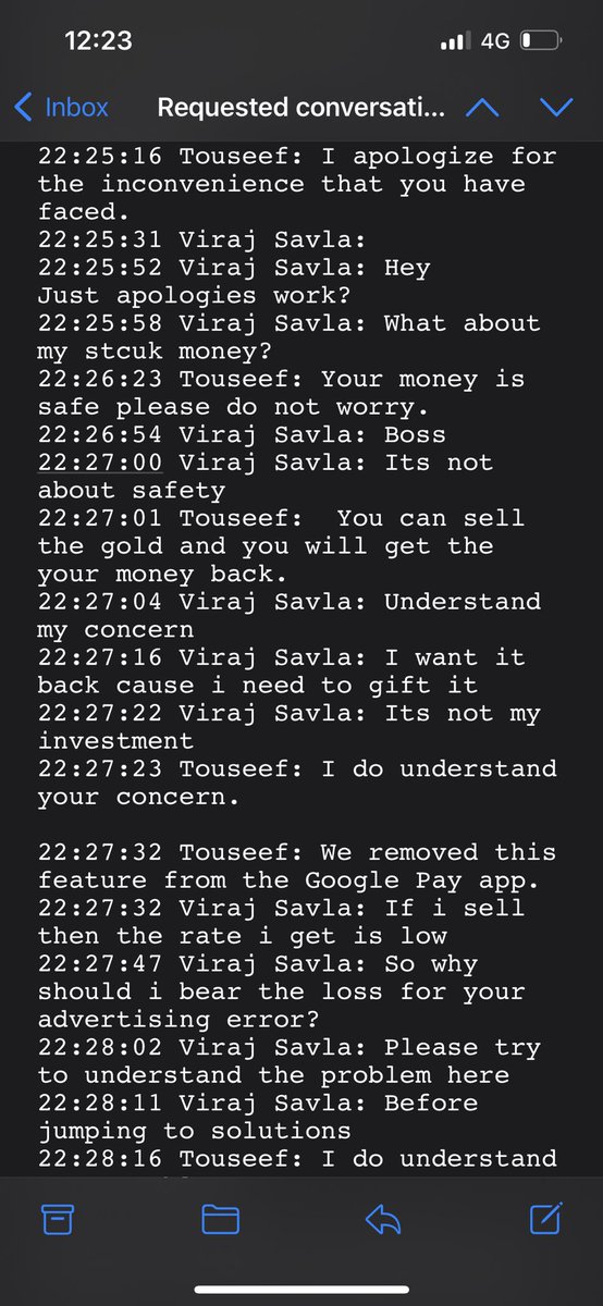 crckstats's tweet photo. Lastly, also please have a supportive and polite customer support team that is willing to help and not run away when its their fault! Enclosing chats for your reference! [3/3] @Google @GoogleIndia @GooglePay @GooglePayIndia @sundarpichai @deepeshhmehta https://t.co/6JLwxDJGJP