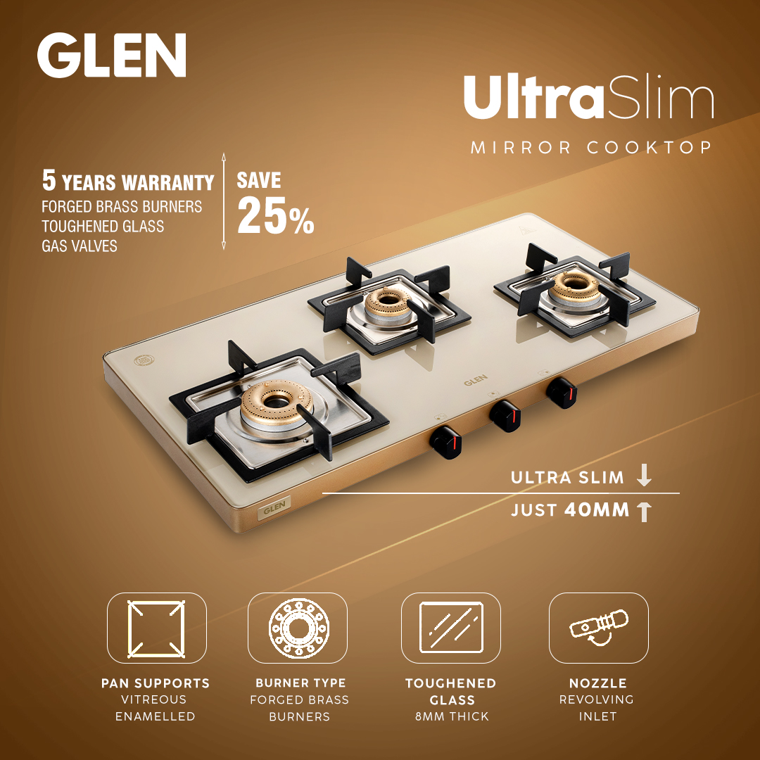 Glen__India's tweet photo. With the new Glen Ultra Slim Glass Cooktop, you’ve got the space. Now using all the burners simultaneously is not only possible but very convenient too!
Shop Now: https://t.co/rqkZ38GqyL
#MakeWithGlen #glenultraslim #ultraslimcooktop #cooktop #gasstove #kitchenappliances https://t.co/B1YtEUjzTG