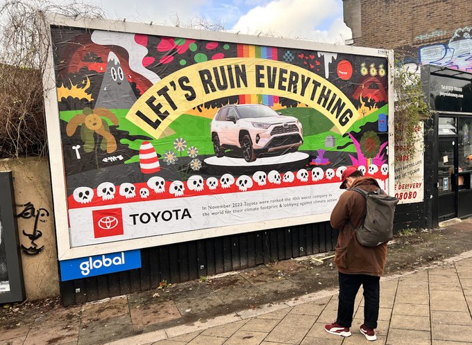 Parody Toyota billboard in Brighton, UK