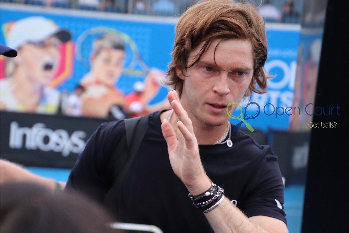 OpenCourt's tweet photo. Russia's @AndreyRublev97 in demand after his practice this afternoon. https://t.co/8f2CvosVOg