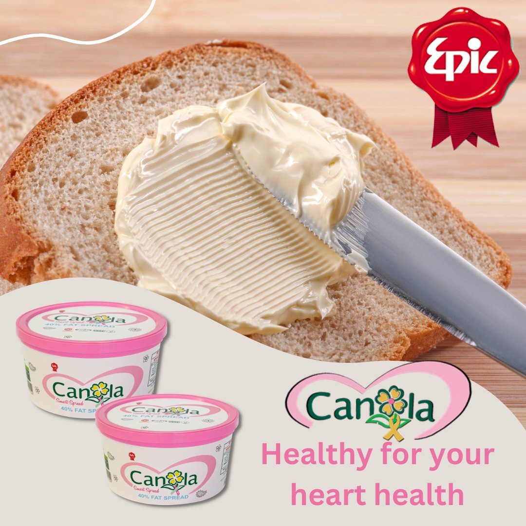 EpicFoodsSA's tweet photo. Epic Canola Smart Spread proven to be healthy for your heart health. 

Make the smart choice when it comes to feeding your family. 

Approved by both the hearth and stroke foundation of South Africa as well as the CANSA association of South Africa.

#canolasmartspread https://t.co/yC5kpHvhIq