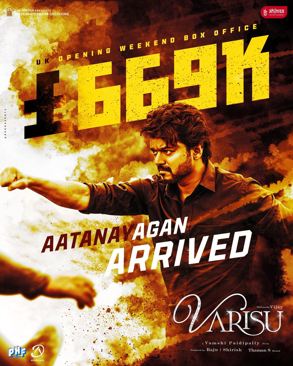 #Varisu is now officially #ThalapathyVijay’s HIGHEST grosser in the UK — £669,412 in 5 days 🥁🥇<a href="/actorvijay/">Vijay</a> 🔥