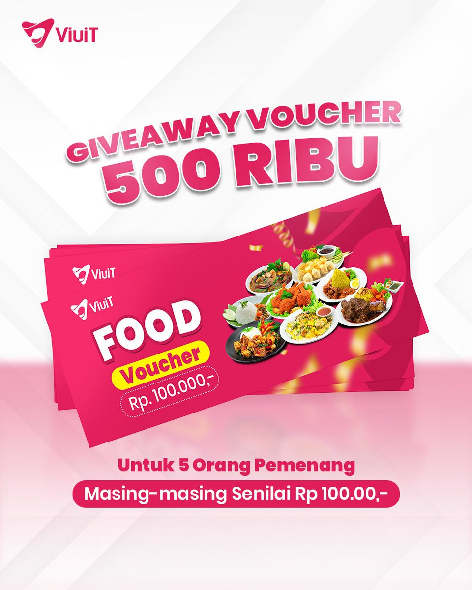 ACI_Indonesia's tweet photo. GIVEAWAY VOUCHER MAKAN TOTAL 500 RIBU

Hadiah untuk 5 orang pemenang, masing-masing @ 100 RIBU.
Langsung aja ikutan, rulesnya gampang bangettt:

1) Follow twitter @viuit_id
2) RT dan Like tweet ini
3) Reply kota domisili kamu

#giveawayindo #giveaway #giveawayindonesia #zonauang https://t.co/xRc32o8k0P