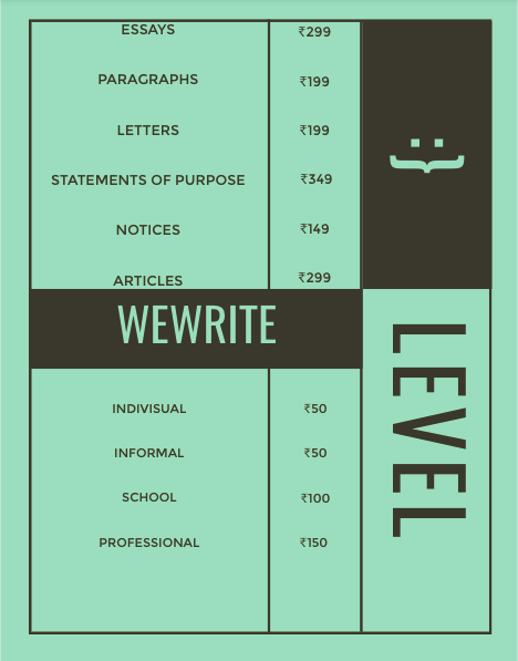 WEWRlTE's tweet photo. Providing writing services for very economical prices. 
DM to avail. 
We deal with the following kinds:- https://t.co/hyApcByrFL