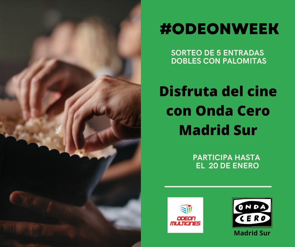 ¡Comenzamos una nueva #OdeonWeek!

Sorteamos🎟5 entradas dobles con palomitas para disfrutar de los 
<a href="/OdeonMulticines/">Odeon Multicines</a>
 en #Sambil 
▶Síguenos en 
<a href="/OndaCeroMadSur/">Onda Cero Madrid Sur</a>

▶Da RT y like
▶Cita a la persona con la que irás
Límite: 20/01