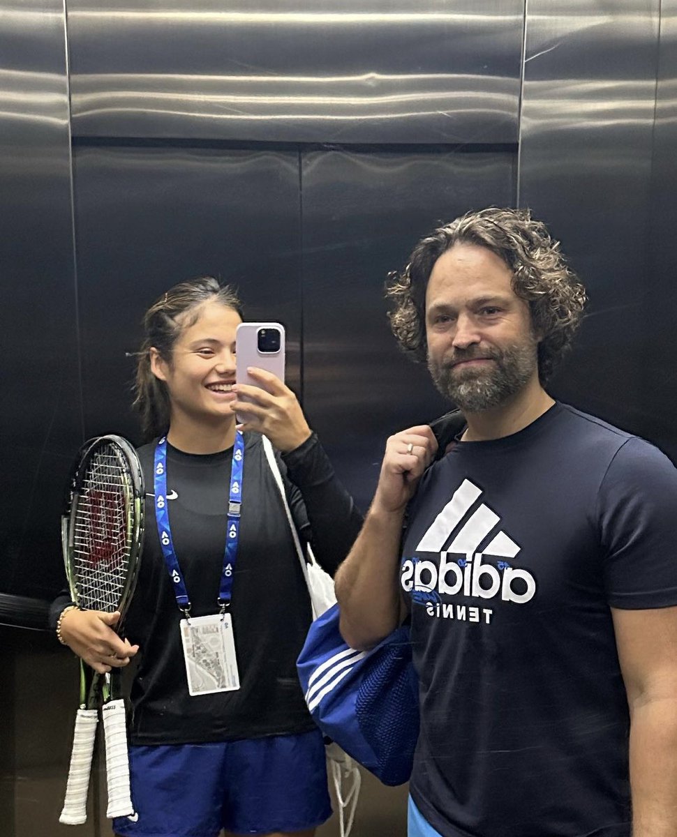 EmmaRaducanu's tweet photo. happy chappys into round 2!! - so serious 🤪 support was great tday thank you!!🫶🫶 https://t.co/FkHzmHupyC