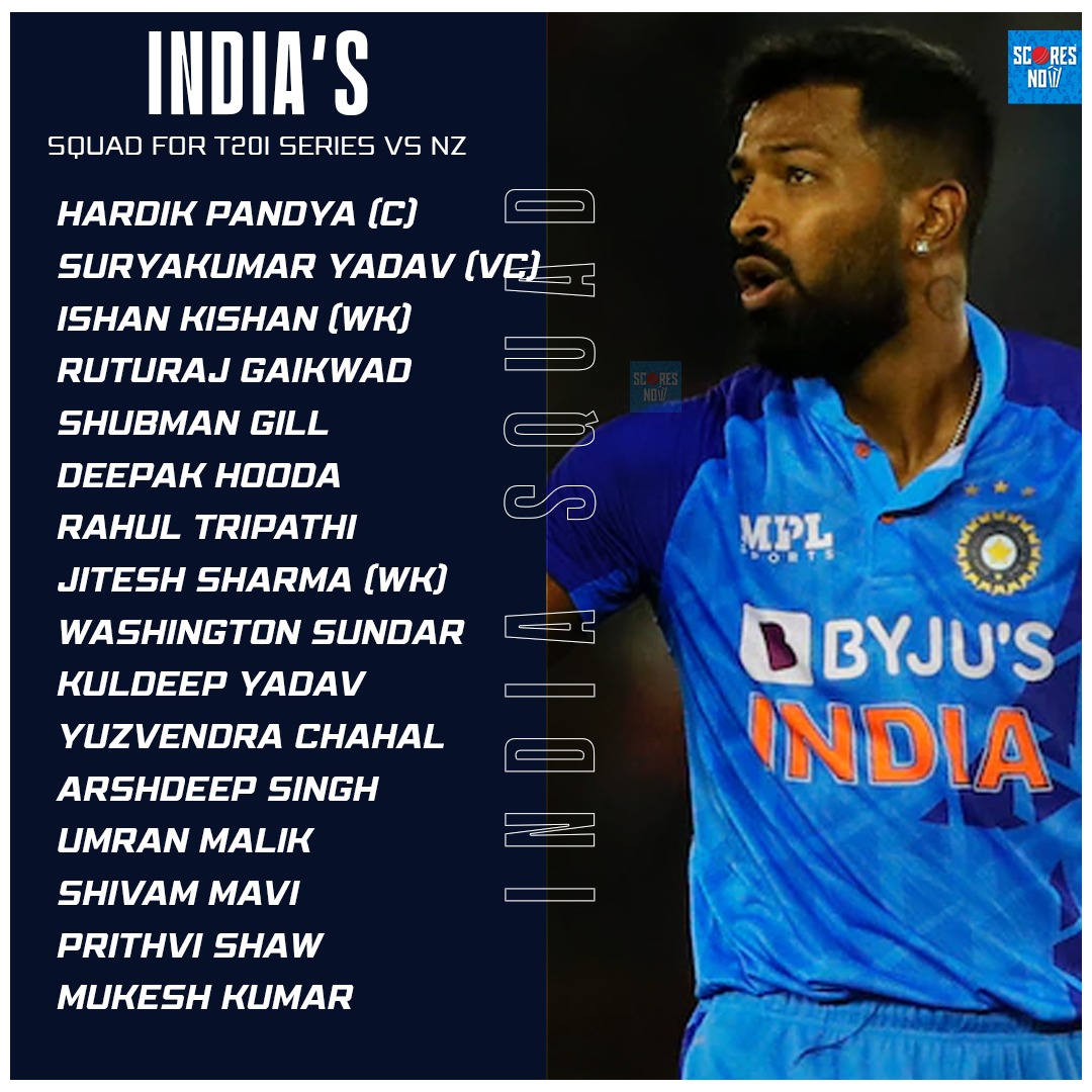 MinatiRaj's tweet photo. India Vs New Zealand T20 Squad https://t.co/sYHvEeiEec
