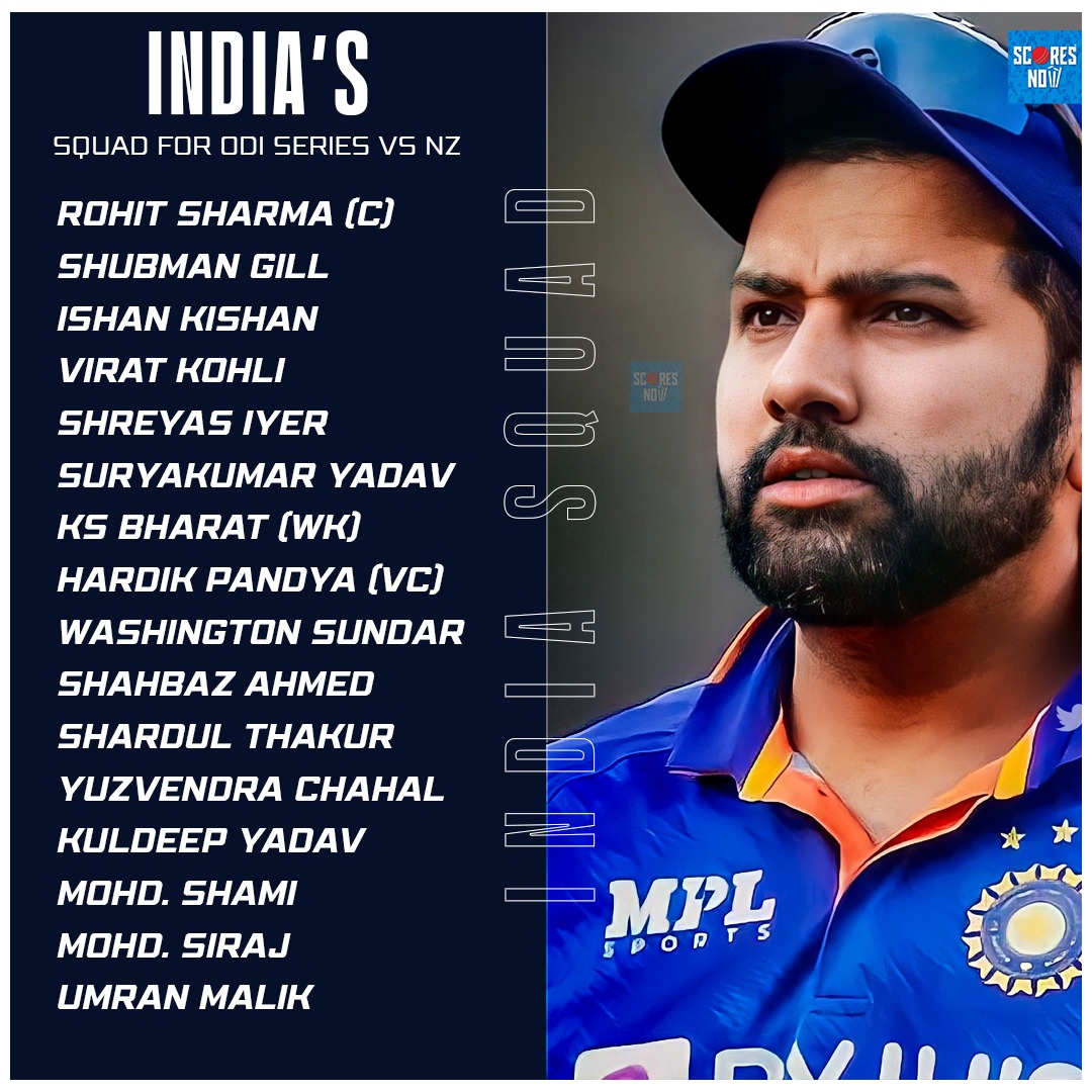 MinatiRaj's tweet photo. India Vs New Zealand ODI Squad https://t.co/OgvxziAdvt