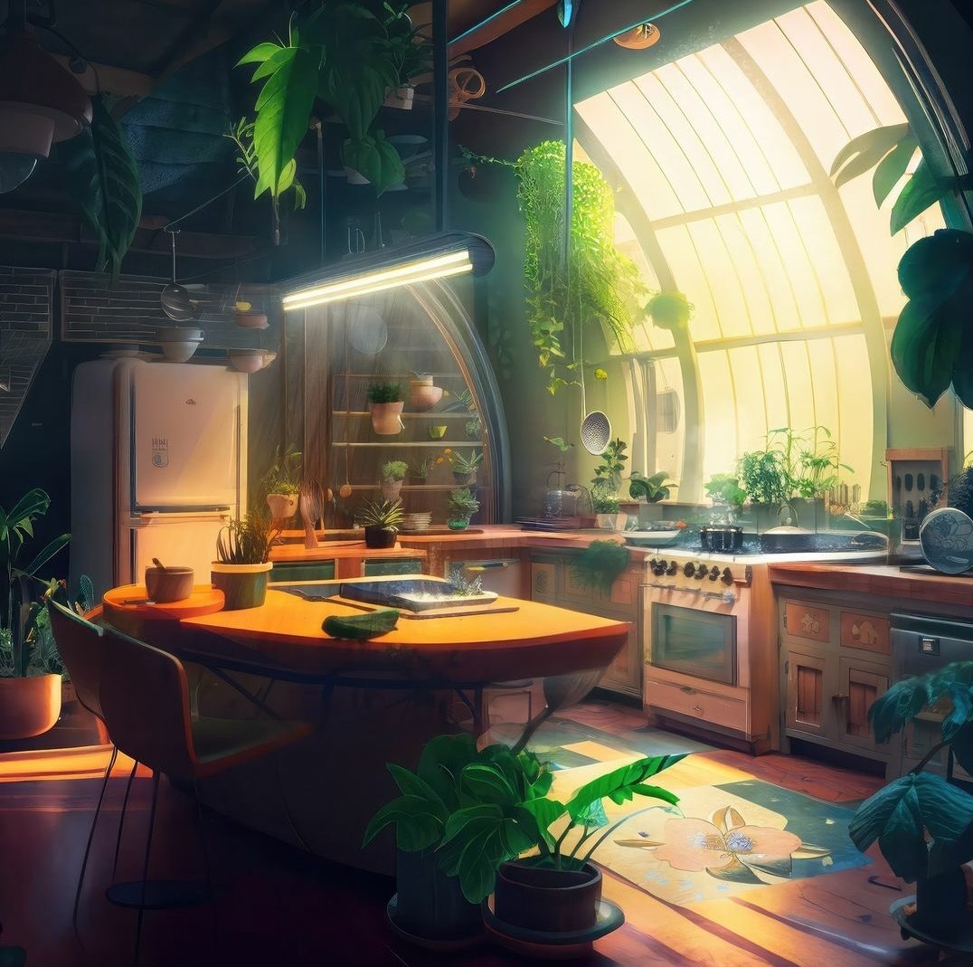 Peek into a Solarpunk kitchen

A place where our metabolic needs are met by using all that mother earth has to offer in ways that bring us joy 🌱