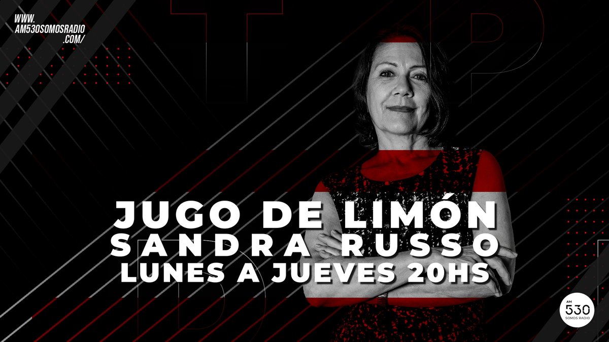 somosradioam530's tweet photo. 👉🏻 Llega @SandraRusso_ok 🎙️ y su cuota crítica y cítrica en #JugoDeLimon 📢 desde las #20hs
📱 Envia tu mensaje al 1132000530
📻 Escuchanos en https://t.co/WNlsdPQebo https://t.co/O9rU6mTPwk