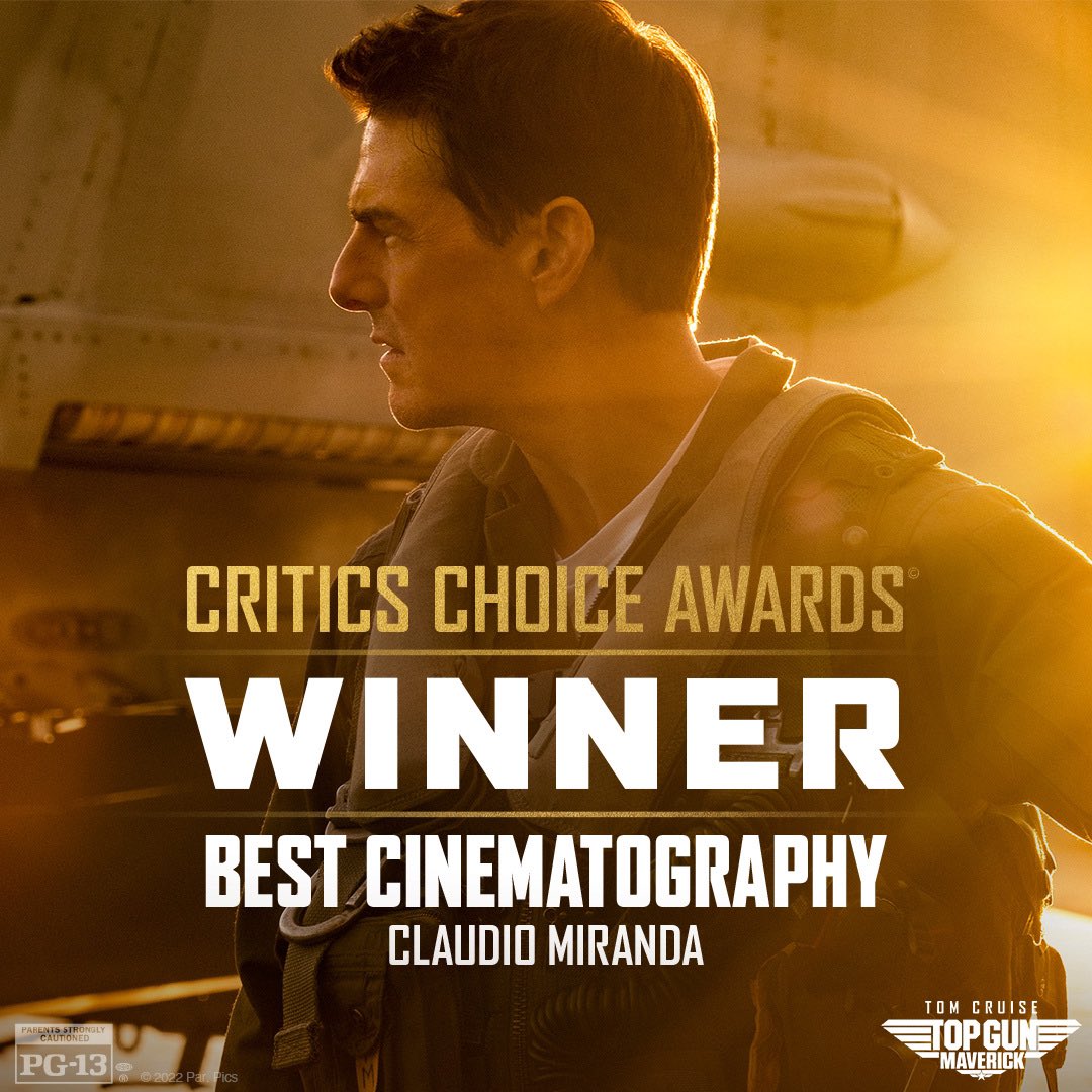 Congratulations to #TopGun: Maverick’s Claudio Miranda on winning Best Cinematography at the #CriticsChoice Awards!