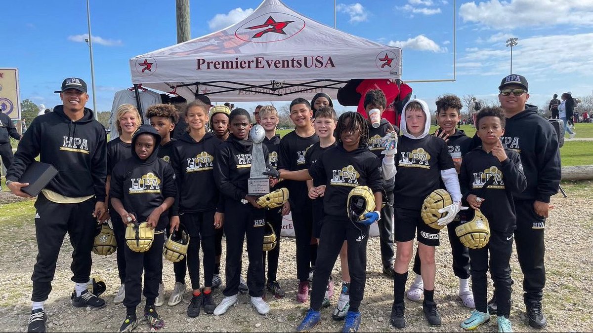 HighProfile_HPA's tweet photo. Special thank you to @PremierEventsU2 for hosting a fun 🏈football weekend! All 3️⃣ levels 8U, 10U, and 12U came out on top! 🏆🏁🎥 Champs🥇 #7V7 #youthsports #TX https://t.co/RUEwml14Z1