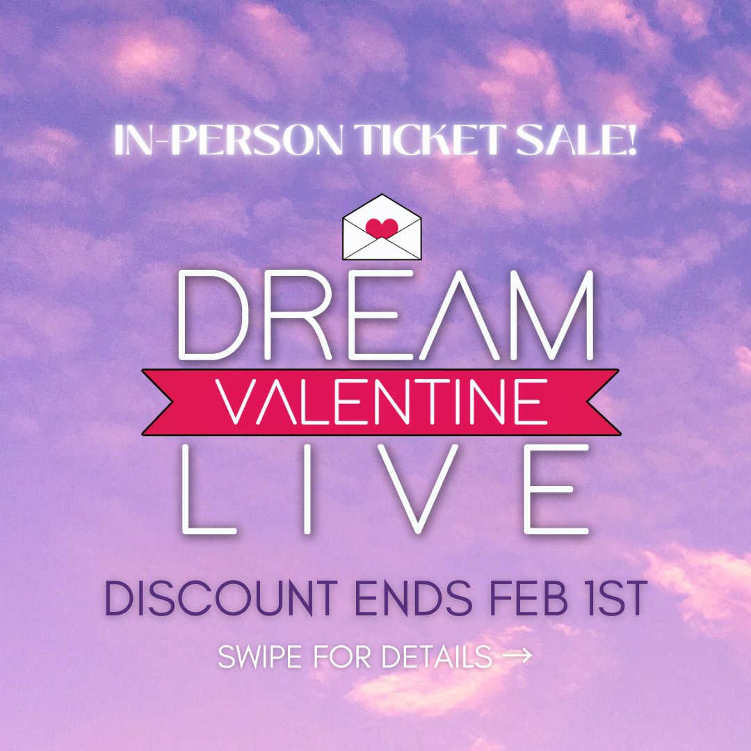 DreamStageIdol's tweet photo. 《💌》❗ANNOUNCEMENT❗

🎟 In-person tickets to Dream Valentine Live are on sale at a discounted rate until February 1st 12:00AM EST

🎟 After February 1st, there will be a price increase online and at the door.

TIX HERE~♥ https://t.co/T4oAZdk5OX https://t.co/OzTaf6JbUo