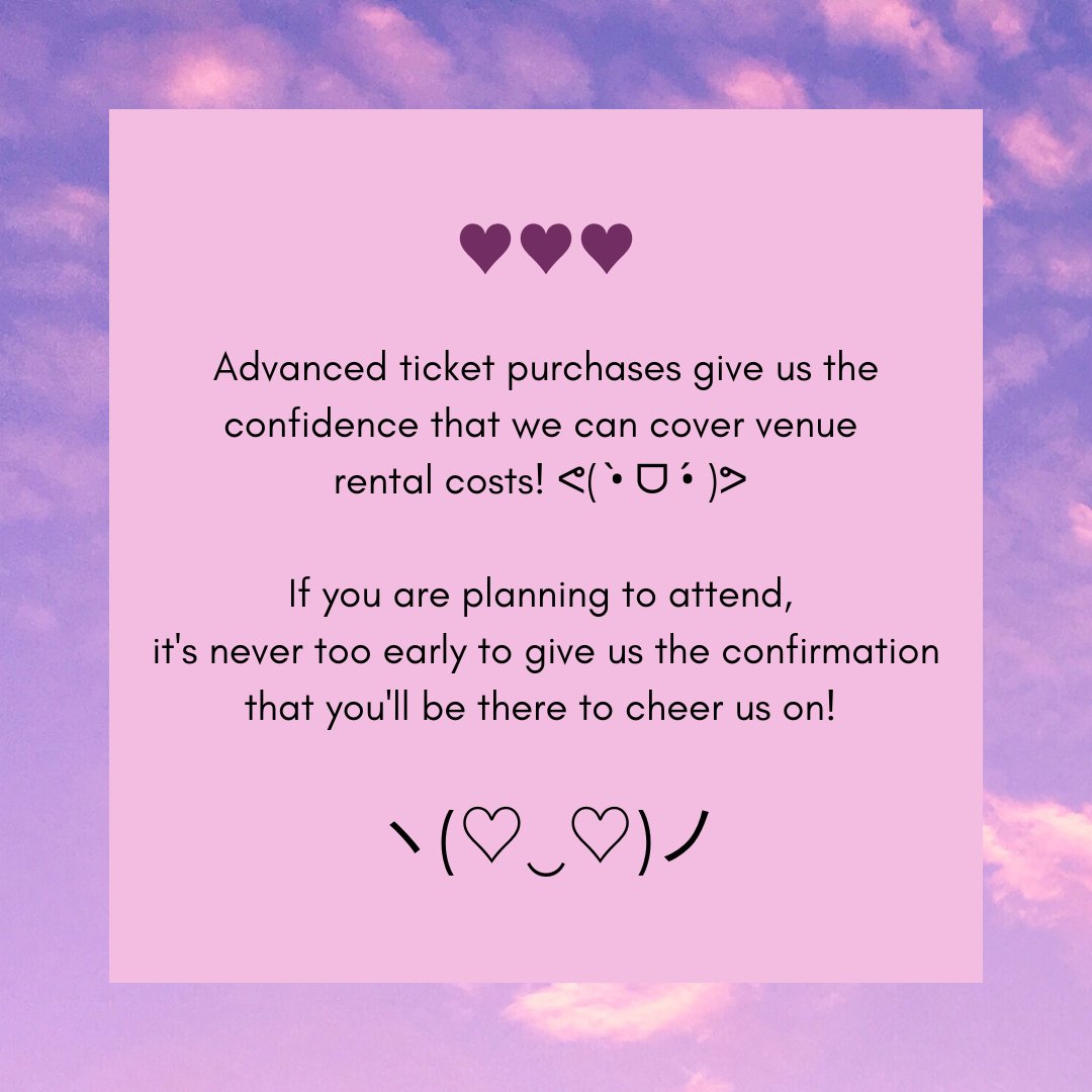 DreamStageIdol's tweet photo. Advanced ticket purchases help us have the confidence that we can cover venue rental costs 🤞✨ It's never too early to give us the confirmation that you'll be there to cheer us on 💖🌠🎉

**This does not affect pricing for livestream tickets https://t.co/CRvdGMARHK