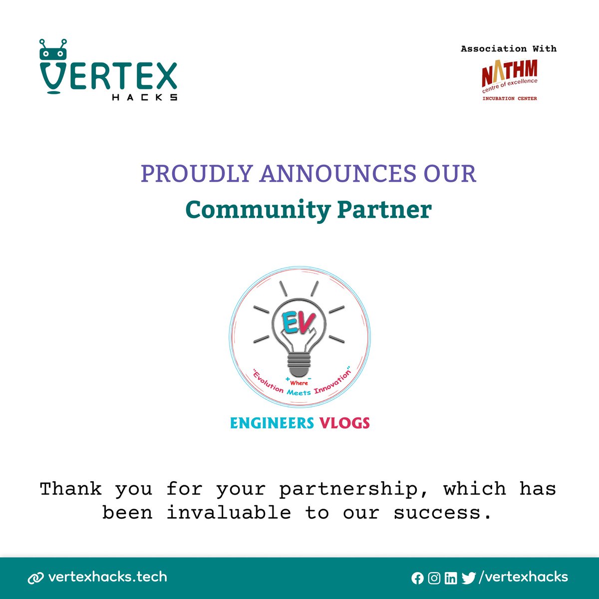 VertexHacks's tweet photo. We are proud to announce @engineersvlogs as our community partner for Vertex Hacks, Chapter Alpha.
Event Details 
- Event: Vertex Hacks, Chapter Alpha
- Description: Diverse and Inclusive In-  person Hackathon
- Date: January 21 to 22, 2023
- Venue: NATHM, Rabibhawan, Kathmandu https://t.co/eA9AOc0boA
