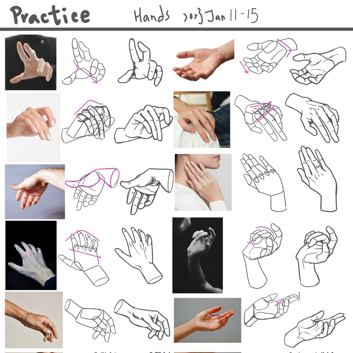 【Daily practice】

Goal : hands and hands

Recognize which finger is front and which is behind, makes it more 3D. Palm turn still the hardest. 

#sketches #anatomydrawing #figuredrawing #lineofaction