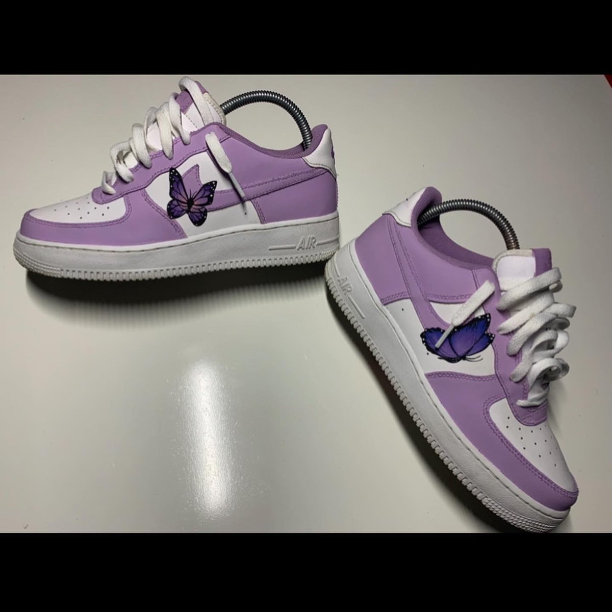 HitByMar's tweet photo. Custom Butterfly Forces!

 #AirForce1 #CustomAirForce1 #CustomAf1 #Custom #Angelusdirect #Sneakers #sneakerhead #butterfly #lavender https://t.co/aWTDsGdSOp