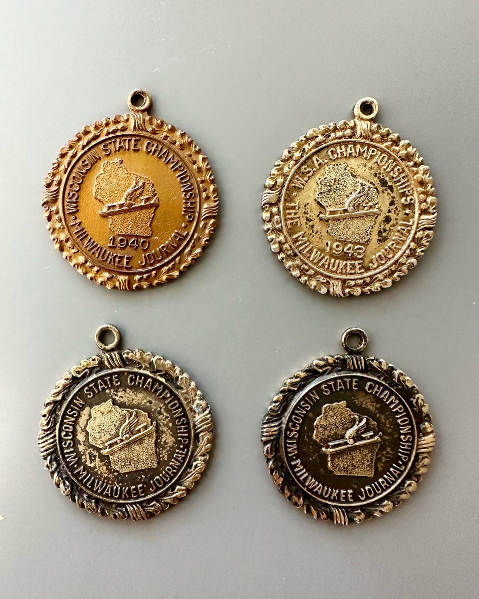 ClubElmbrook's tweet photo. Marching into 2023 with a collection of 80-year-old speedskating medals! The strong midwest speedskating legacy live inside these awards. @ClubElmbrook is grateful for being given the opportunity by the @pettitcenter to pass along the torch to the next generation of speedskaters. https://t.co/xtq1c6ZpPE