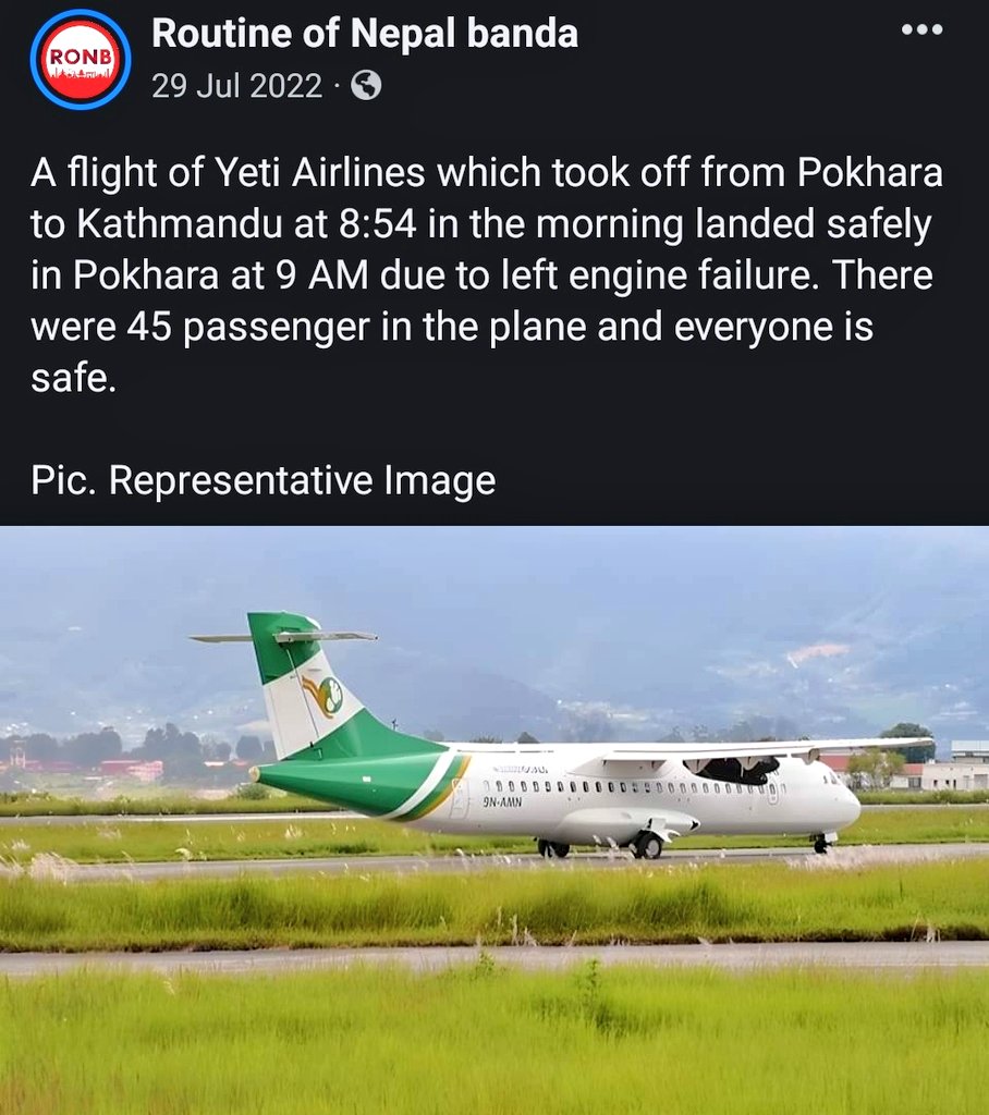 Paras156's tweet photo. Old aircrafts in operations has always been a debatable issue in Nepal. Blame mountains?geography?pilot?weather? But don't blame the airline company! There's a reason why Nepalese airlines has been banned in EU. Nepal Government your next move? #YetiAirlines #planecrash #Nepal https://t.co/ohExPsj5Ce